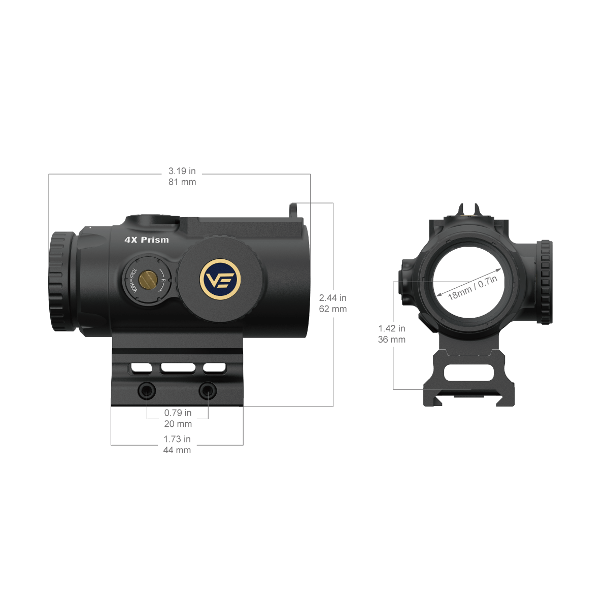 Vector Optics Paragon 4x24 ultra kompakt prizmás puskacsőtávcső