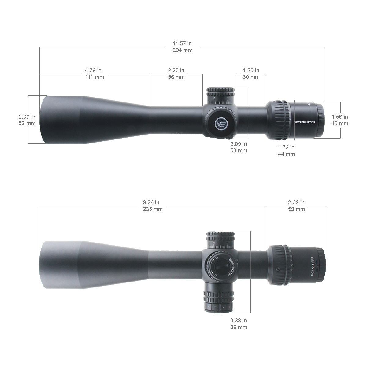 Vector Optics Veyron 6-24x44 IR First Focal Plane megvilágított puskacső