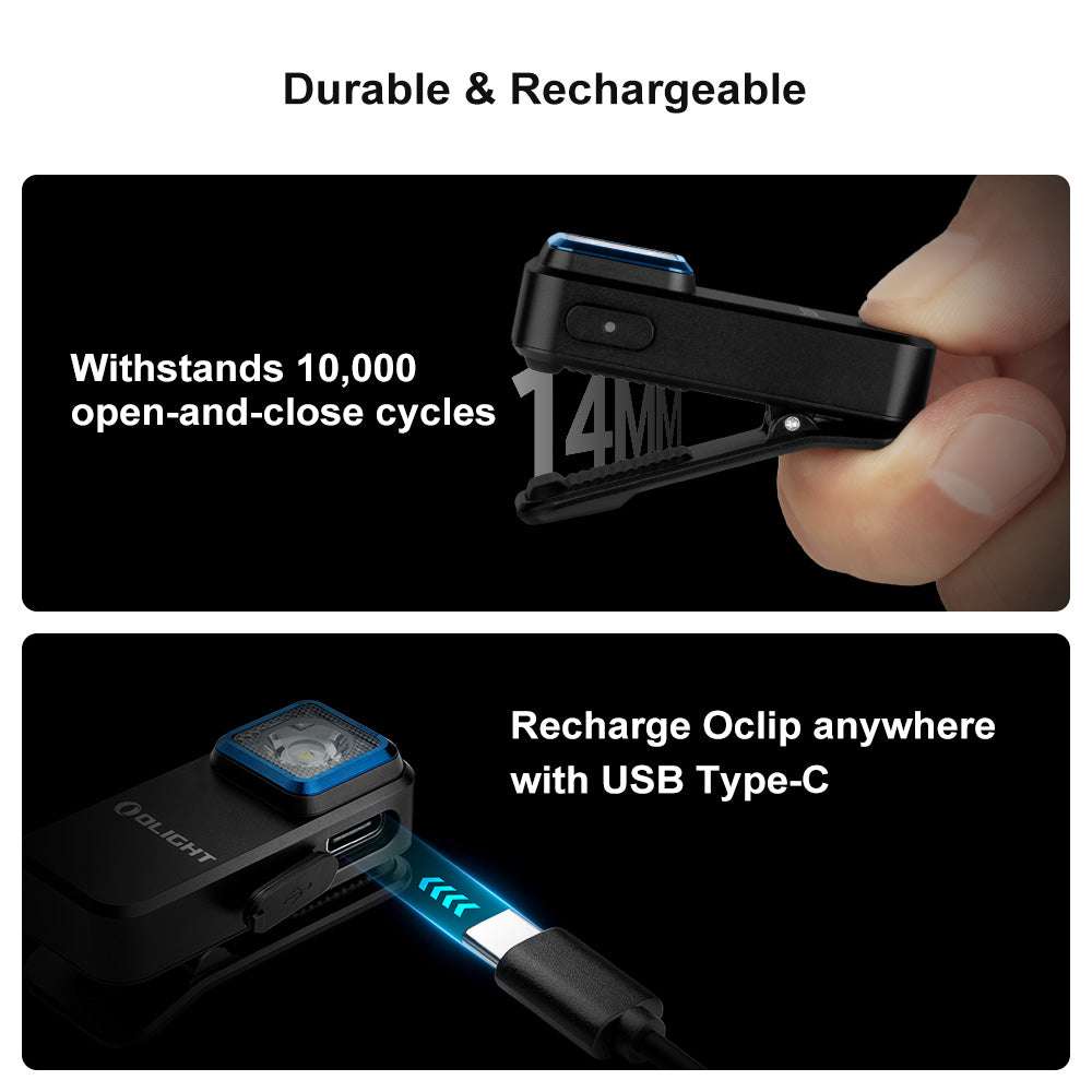Olight Oclip | újratölthető EDC csíptetős lámpa | 300 lm - Fekete