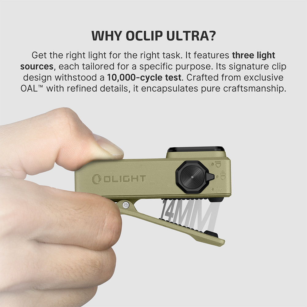 Olight Oclip Ultra | 3 az 1-ben csíptethető EDC lámpa | 530 lm - Olive Green