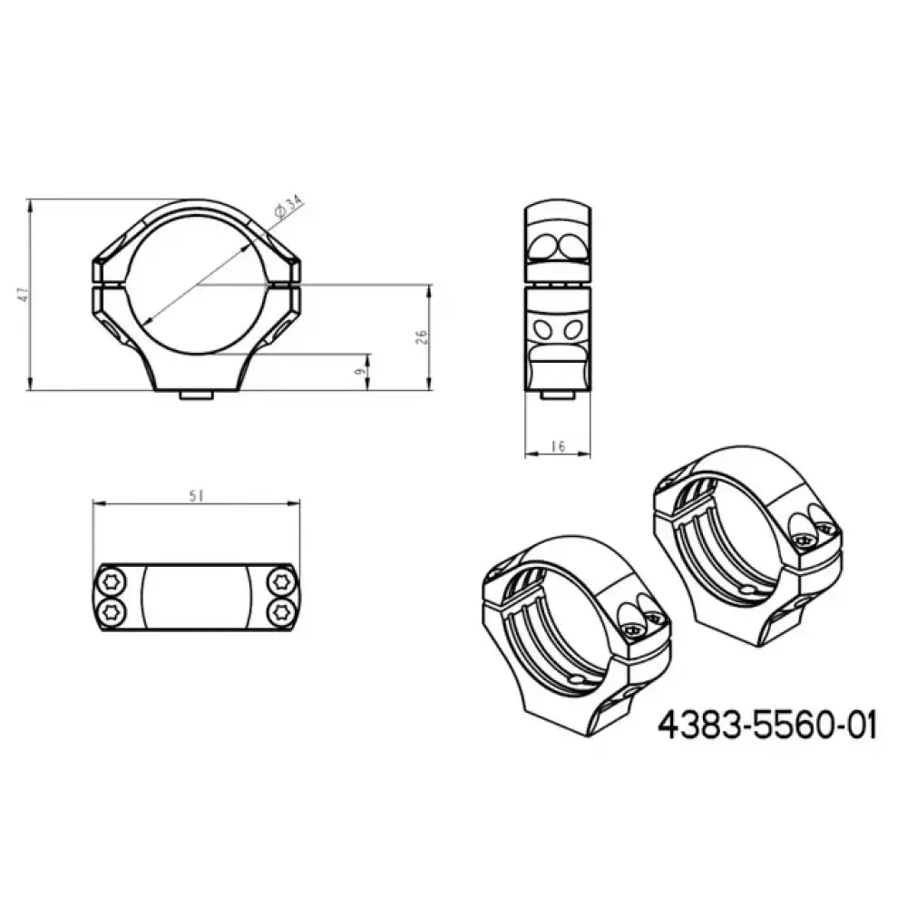 34mm scope rings | short Blaser base