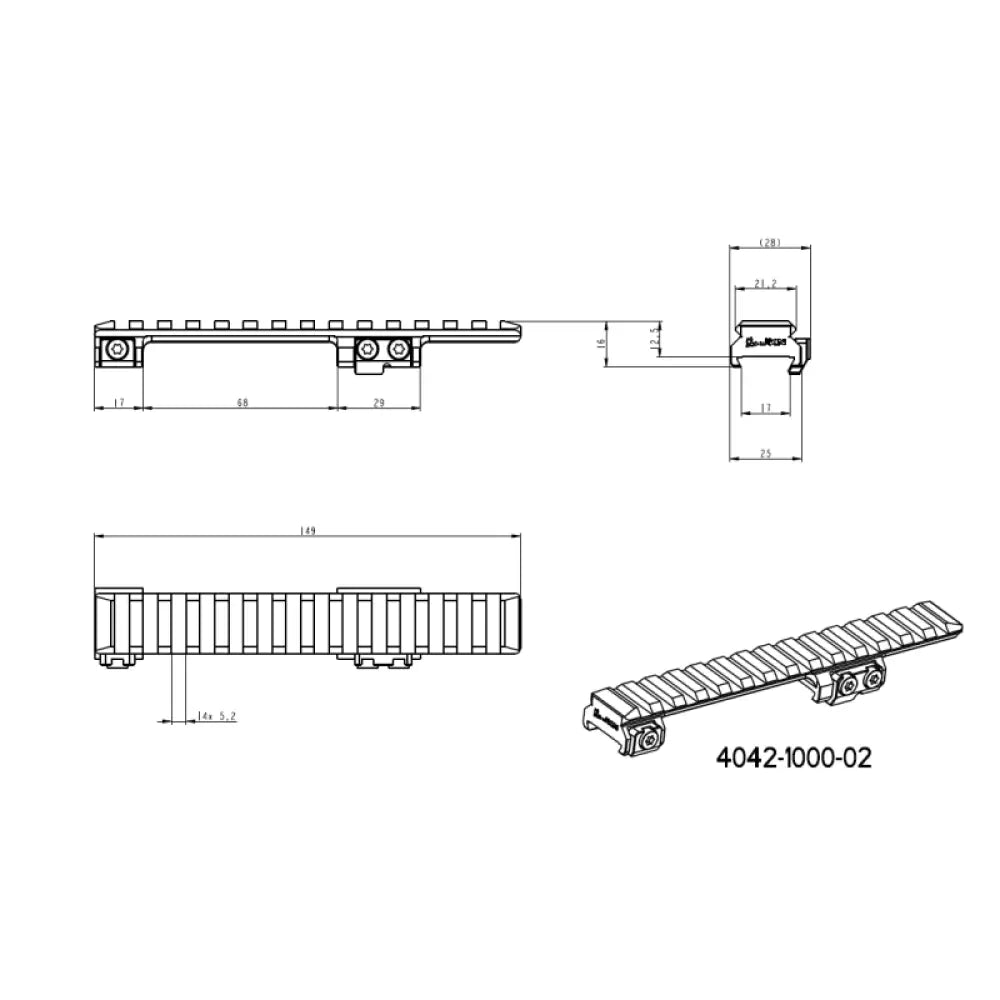 CZ 550 & CZ 557 Picatinny sín | Rövid