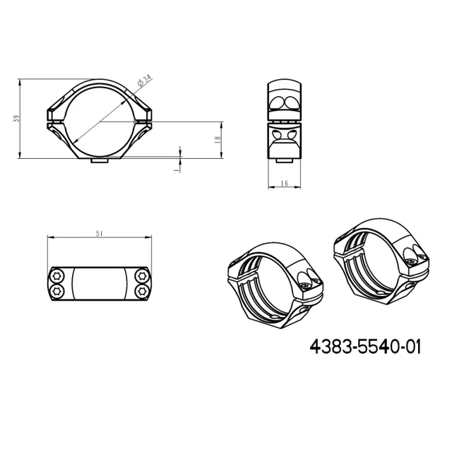 34 mm távcső szerelékek | hosszú Picatinny QD taktikai alap 