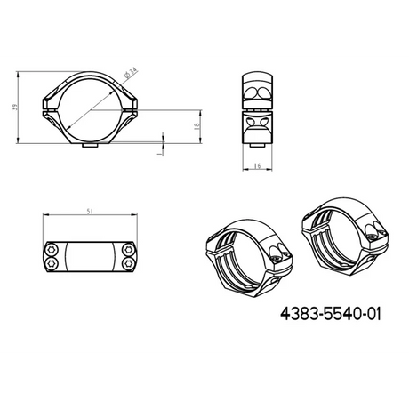 34 mm távcső szerelékek | hosszú Picatinny QD taktikai alap 