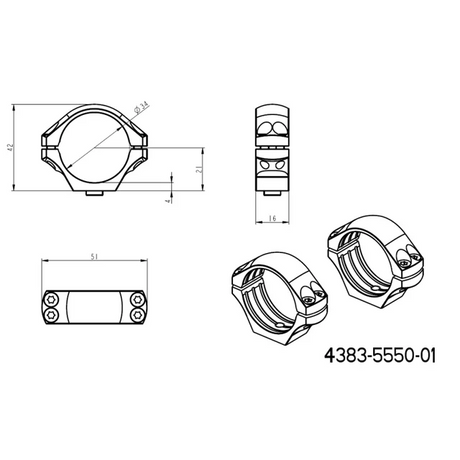34 mm távcső szerelékek | hosszú Picatinny QD taktikai alap 
