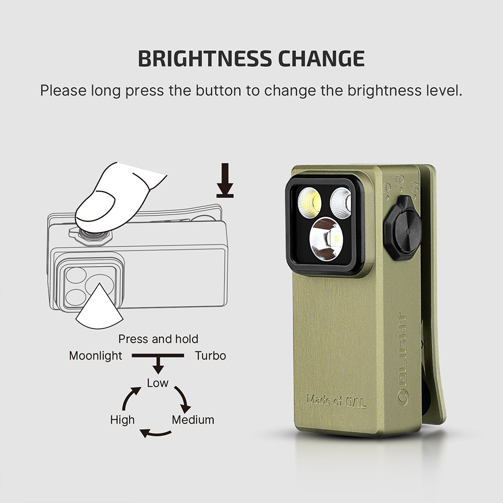 Olight Oclip Ultra | 3 az 1-ben csíptethető EDC lámpa | 530 lm - Olive Green