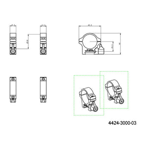 30mm távcsőgyűrűk | Picatinny alap karral - Alacsony